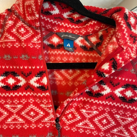 Eddie Bauer Orange Geometric Fleece Pullover - Picture 3 of 4